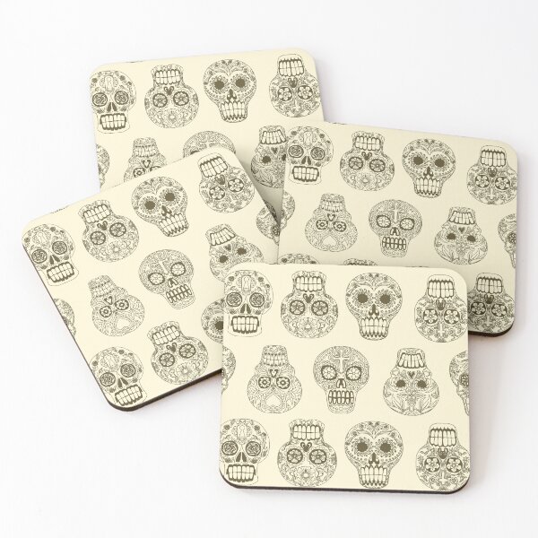Item preview, Sugar Skulls  - gray line drawing on parchment designed and sold by Salt & Keep.