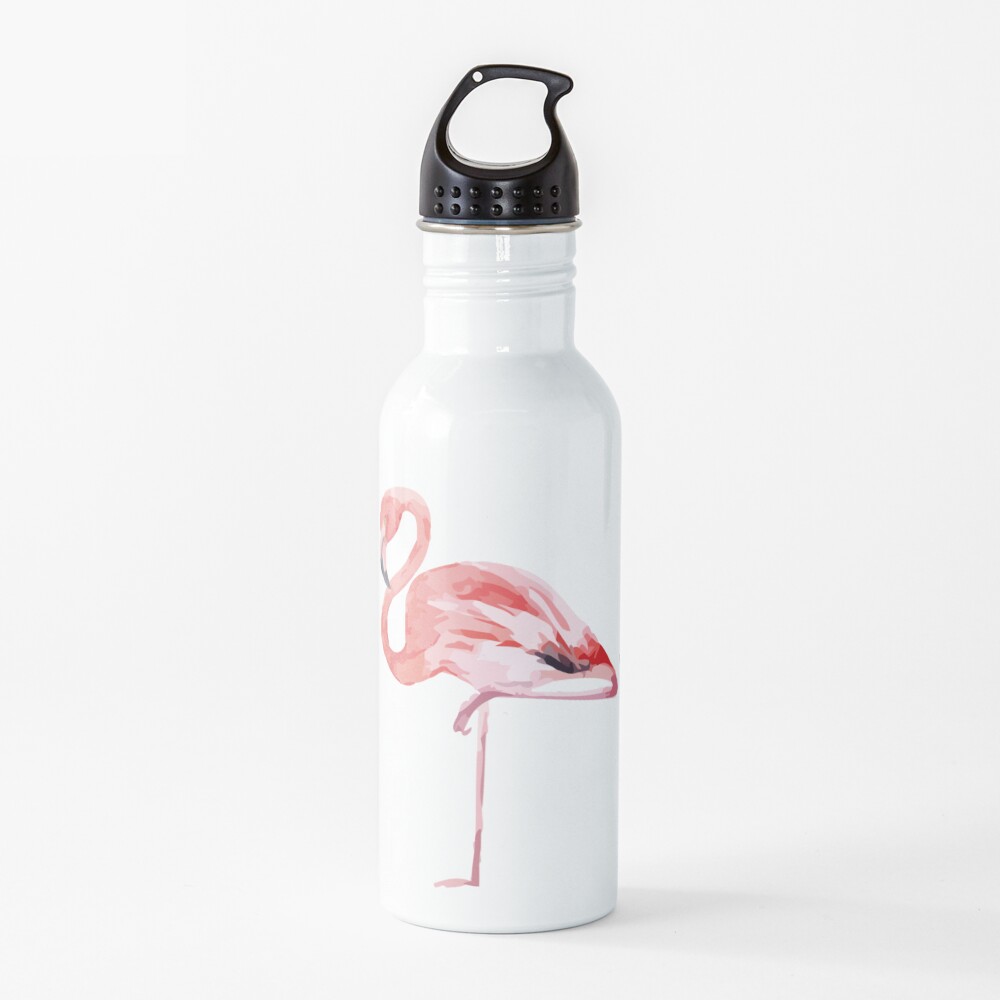 Watercolor Standing Flamingo Water Bottle