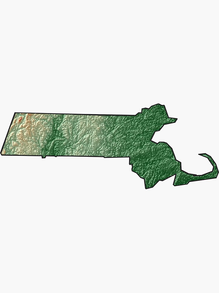 Massachusetts State Elevation Map Sticker By Neilhallock Redbubble 4133