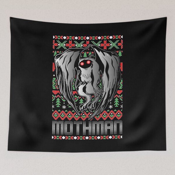 Item preview, Mothman Ugly Christmas Style - Festive Xmas Cryptid Pattern designed and sold by NatIntrovertSoc.