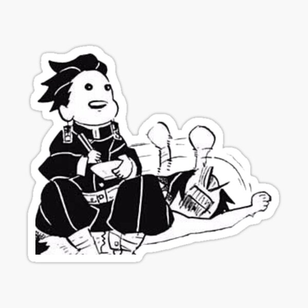Tanjiro Sitting on Inosuke Demon Slayer Manga Cap Sticker