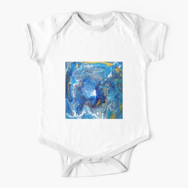Supernova Ocean (Balloon-dip Acrylic Pour) Short Sleeve Baby One-Piece