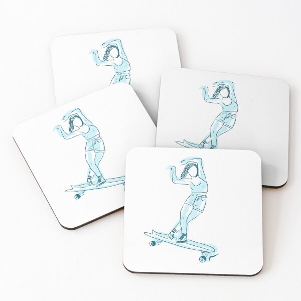 Item preview, Skateboarding longboard woman minimalist design tricks  designed and sold by Tropical Blood.
