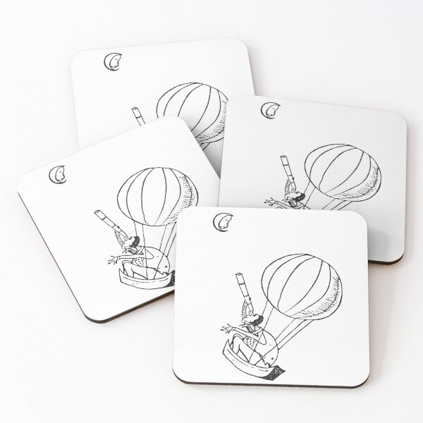 Item preview, Man in hot air balloon with telescope looking at the moon designed and sold by tribesymbols.