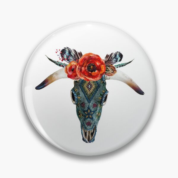 Item preview, Bull skull, Floral Skull, Skull Bull, Floral designed and sold by Khalu.