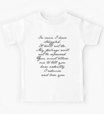 PRIDE AND PREJUDICE JANE AUSTEN MR. DARCY ENGAGEMENT SPEECH Kids T-Shirt
