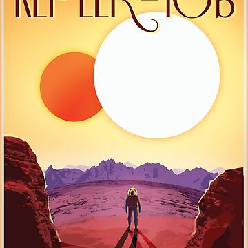Artwork thumbnail, RELAX ON KEPLER-16B The Land of Two Suns NASA JPL Visions of the Future Poster Series by retroposters