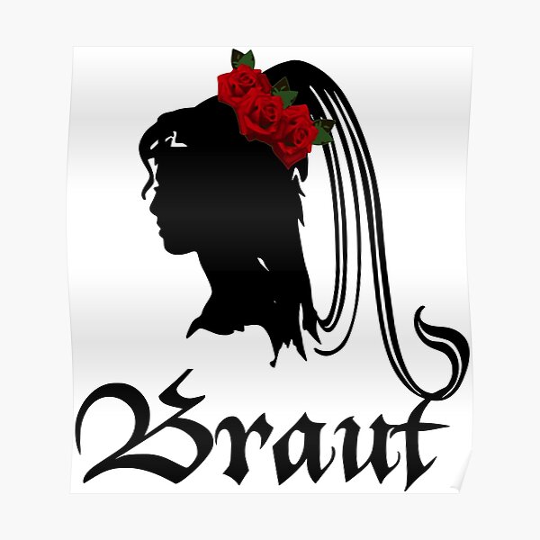 Braut mit Schleier und roten Rosen Poster