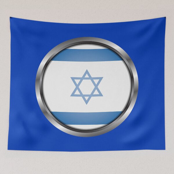 Item preview, Israel Flag Round Metal Frame designed and sold by mattpanta.