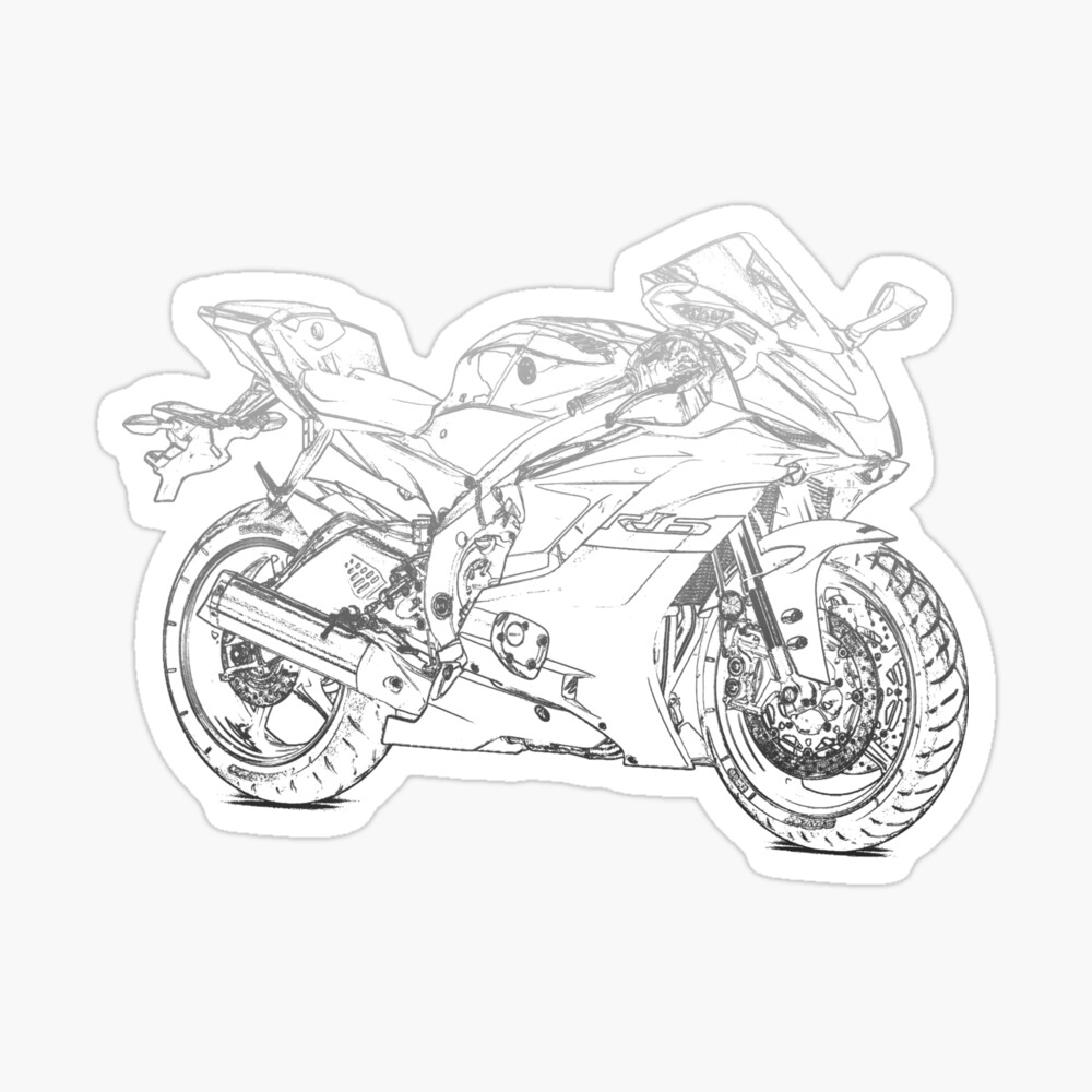 Yamaha YZF R6 pencil silhouette motorcycle sport bike superbike iPhone Case