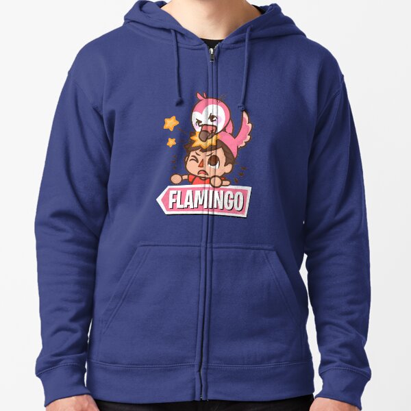 Flamingo Cartoon Zipped Hoodie