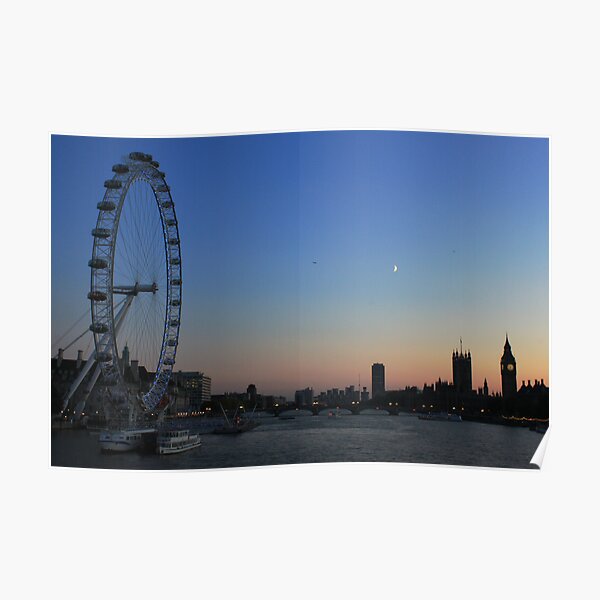 London Eye, Big Ben and Westminster Bridge, London Poster
