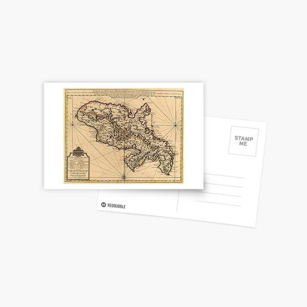 Carte vintage de l'île de la Martinique (1742) 2 Carte postale