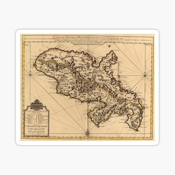 Aperçu de l'œuvre Carte vintage de l'île de la Martinique (1742) 2 créée et vendue par BravuraMedia.