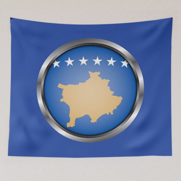 Item preview, Kosovo Flag Round Metal Frame designed and sold by mattpanta.
