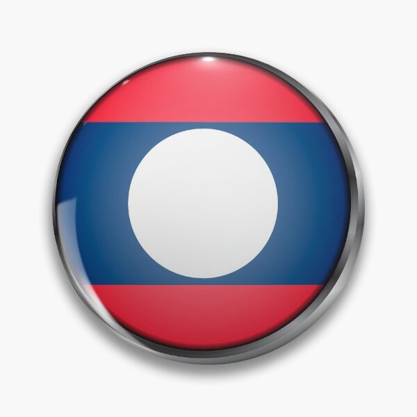 Item preview, Laos Flag Round Metal Frame designed and sold by mattpanta.