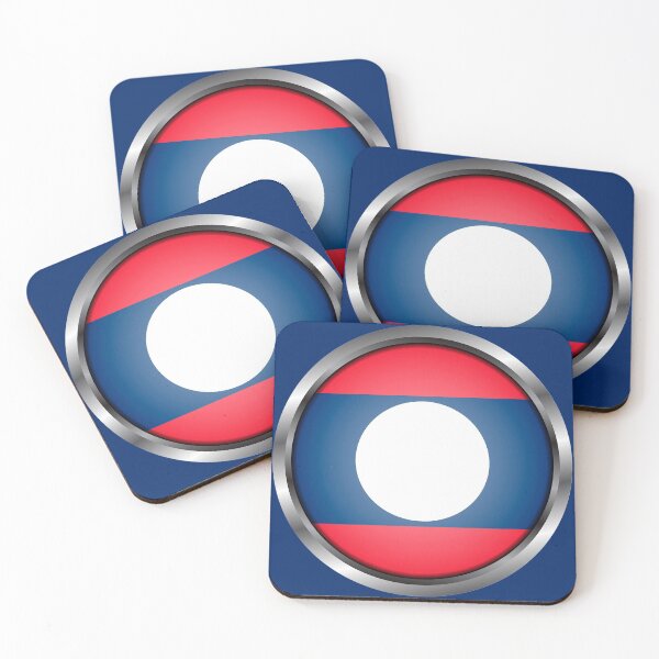 Item preview, Laos Flag Round Metal Frame designed and sold by mattpanta.