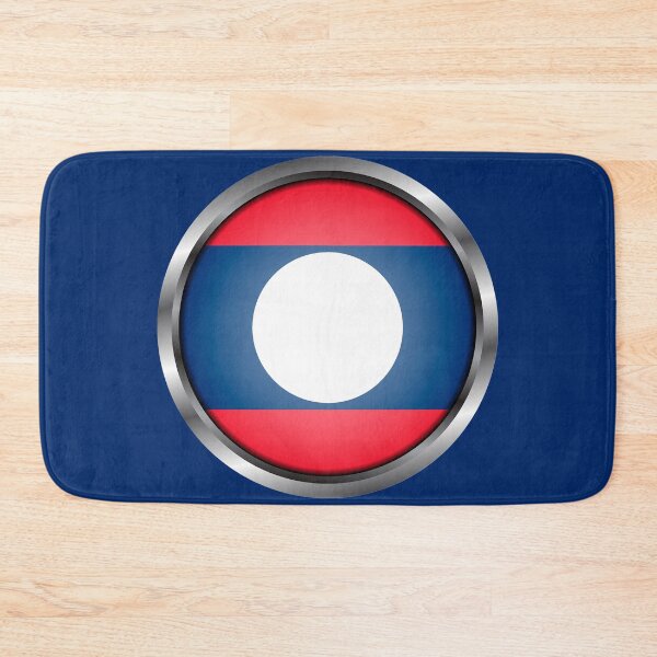 Item preview, Laos Flag Round Metal Frame designed and sold by mattpanta.
