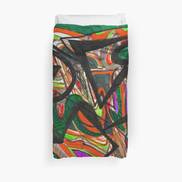 Orange green abstract design Duvet Cover