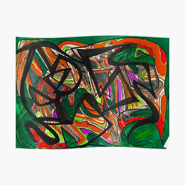 Orange green abstract design Poster
