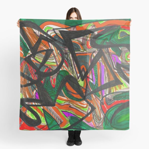 Orange green abstract design Scarf