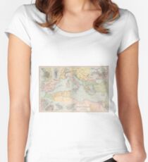 Vintage Map of The Mediterranean Sea (1891) Women's Fitted Scoop T-Shirt