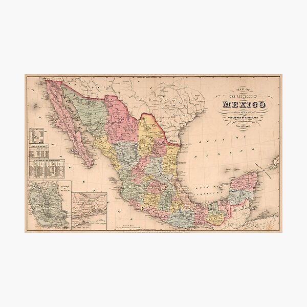 Vintage Map of Mexico (1859) Photographic Print