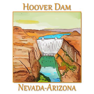 Artwork thumbnail, Hoover Dam on the Colorado River, on the Nevada-Arizona border. This dam creates Lake Mead. - WelshDesigns by welshdesigns