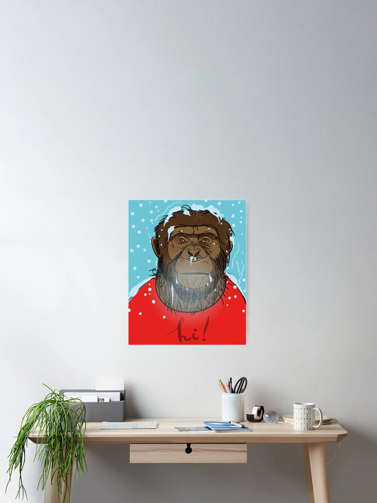 Thumbnail 2 of 3, Poster, Chimpanzees winter. designed and sold by Rif Khasanov.