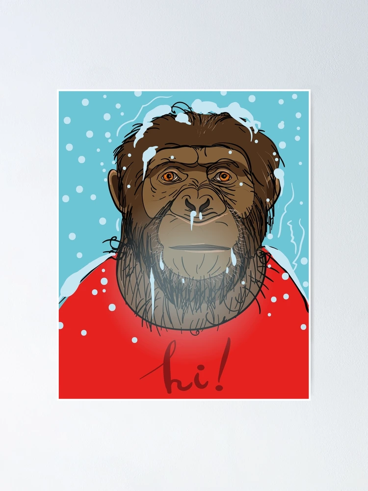 Thumbnail 1 of 3, Poster, Chimpanzees winter. designed and sold by Rif Khasanov.