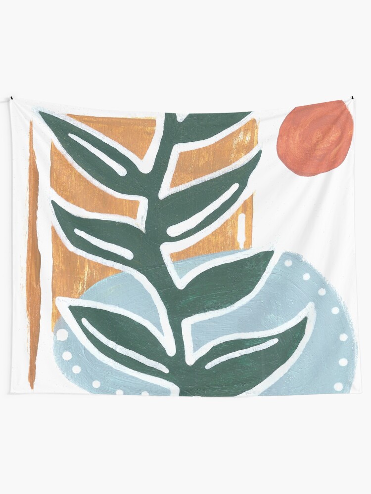 Alternate view of Abstract plant painting Tapestry