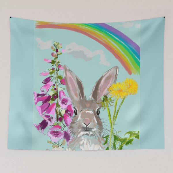 Item preview, Rainbow hare with flowers  designed and sold by Leatextileart.