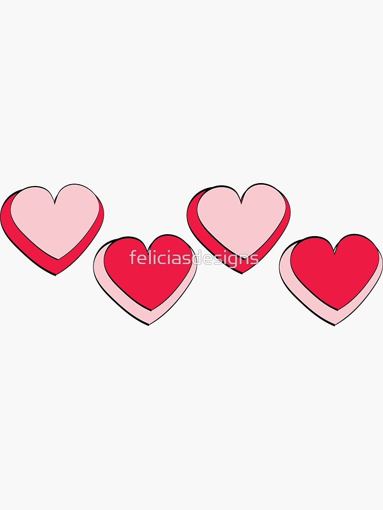 Red Hearts Sticker for Sale by feliciasdesigns