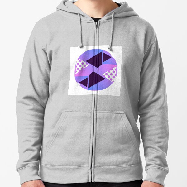Purple Geometric Shaped Design Spring Zipped Hoodie