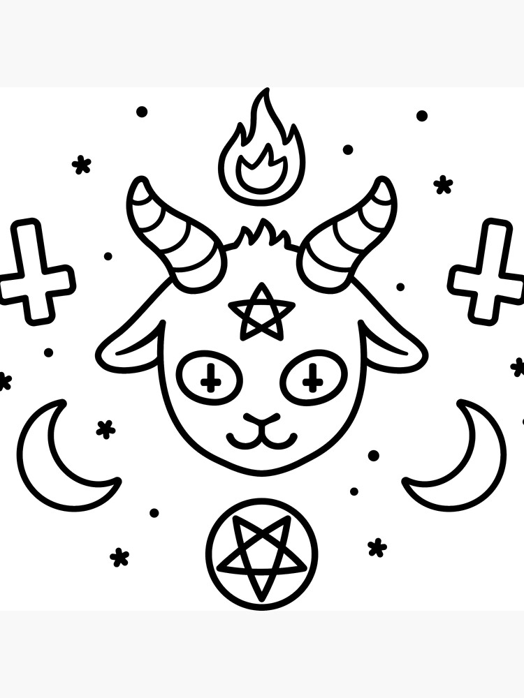Lámina rígida «Símbolos satánicos de dibujos animados lindo, kawaii Satan  doodle» de irmirx | Redbubble
