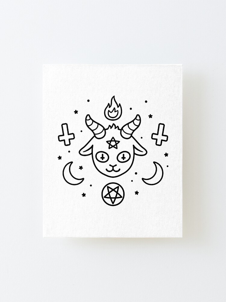 Lámina montada «Símbolos satánicos de dibujos animados lindo, kawaii Satan  doodle» de irmirx | Redbubble
