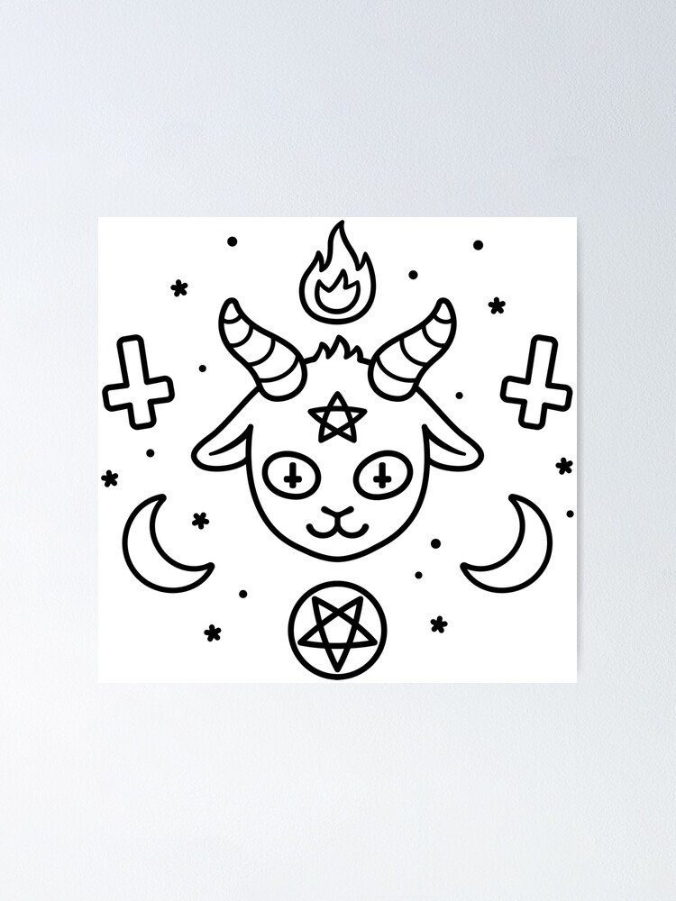 Póster «Símbolos satánicos de dibujos animados lindo, kawaii Satan doodle»  de irmirx | Redbubble