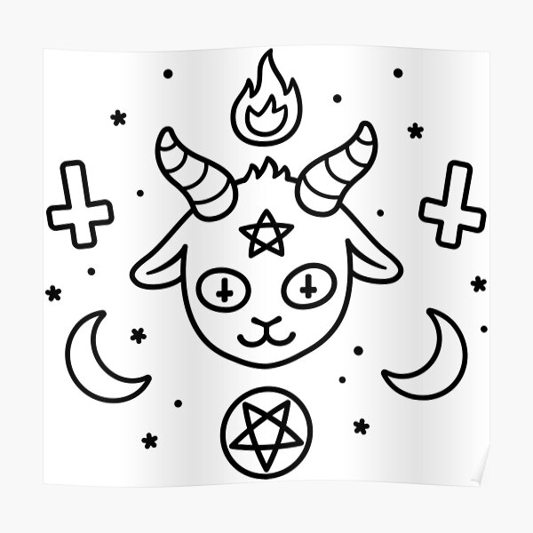 Póster «Símbolos satánicos de dibujos animados lindo, kawaii Satan doodle»  de irmirx | Redbubble