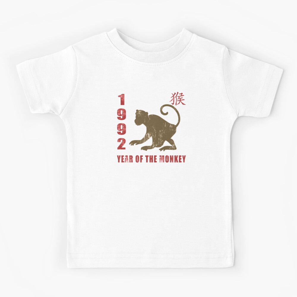 year-of-the-monkey-1992-chinese-zodiac-monkey-1992-kids-t-shirt-by