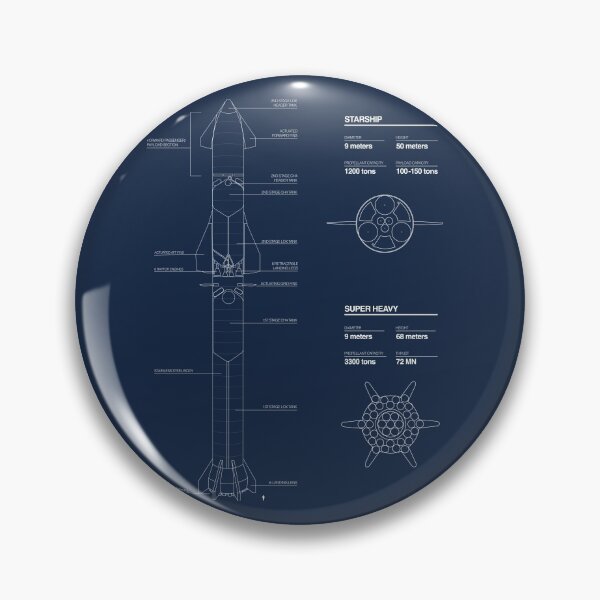 Item preview, Starship SpaceX Blueprint 2020 designed and sold by Rocket Shop Creative.