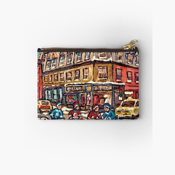 Item preview, VERDUN WINTER STREETS WITH HOCKEY GAME ORIGINAL ART designed and sold by Carole  Spandau.