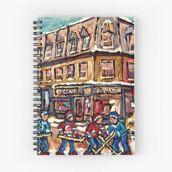 Item preview, VERDUN WINTER STREETS WITH HOCKEY GAME ORIGINAL ART designed and sold by Carole  Spandau.