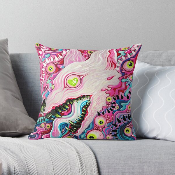 Glitterwolf Acrylic Painting Throw Pillow
