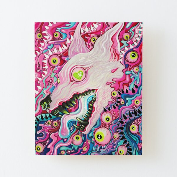 Glitterwolf Acrylic Painting Wood Mounted Print