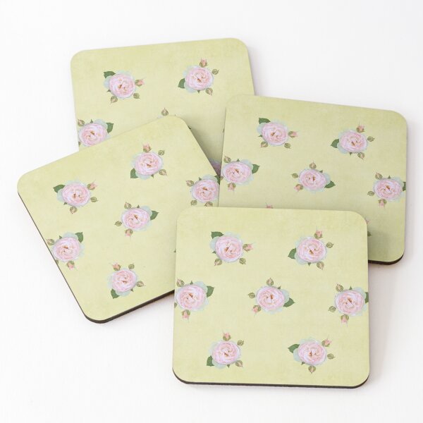 Item preview, Vintage Pale Pink Roses on Yellow designed and sold by Brooke T Ryan Photographic Art.