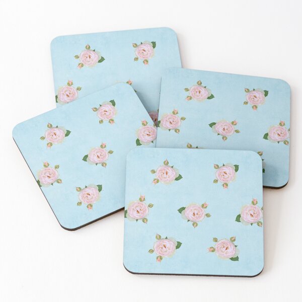 Item preview, Vintage Pale Pink Roses on Pale Blue designed and sold by Brooke T Ryan Photographic Art.