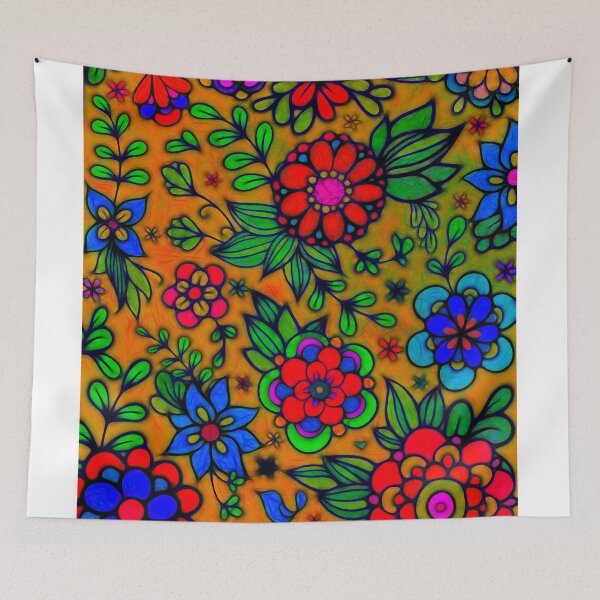 Item preview, Bright Flowers Tan Background designed and sold by Mark J Dunn.