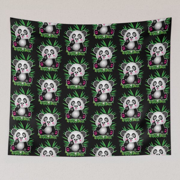 Item preview, 23 Süßer kleiner Baby Panda Bär Pandabär sitzt Mittelfinger Bambus  designed and sold by Margarita-Art.