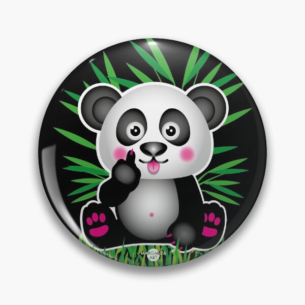 Item preview, 23 Süßer kleiner Baby Panda Bär Pandabär sitzt Mittelfinger Bambus  designed and sold by Margarita-Art.