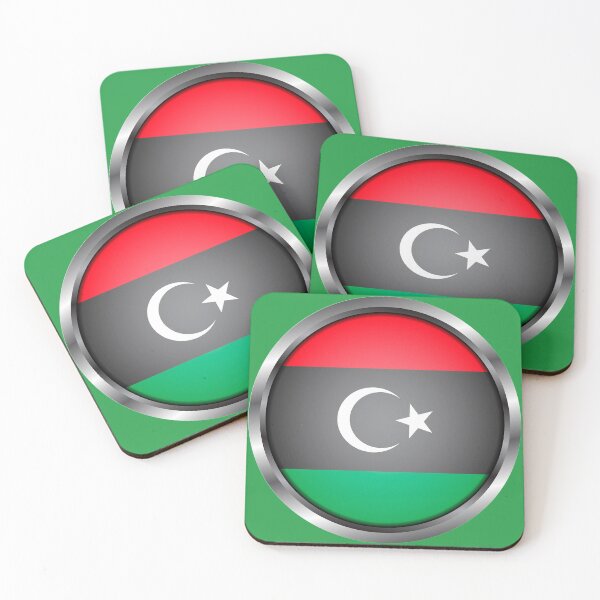 Item preview, Lybia Flag Round Metal Frame designed and sold by mattpanta.